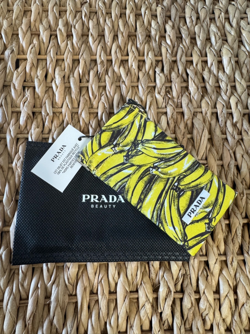 NWT Prada Yellow Banana Print Lipstick Pouch